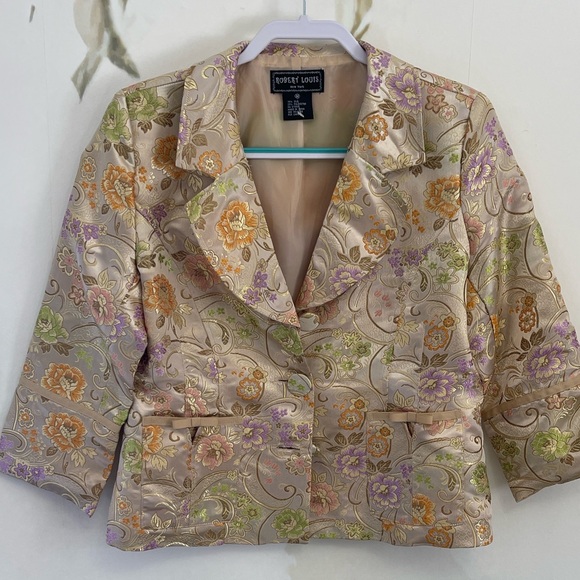 Robert Louis Jackets & Blazers - Robert Louis New York Vintage Ornate Floral Silk Jacket
